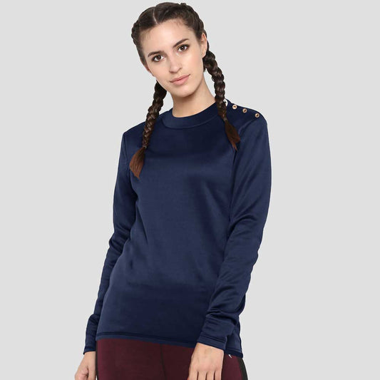 Safina Women's Buttoned Turtle Neck Sweatshirt
