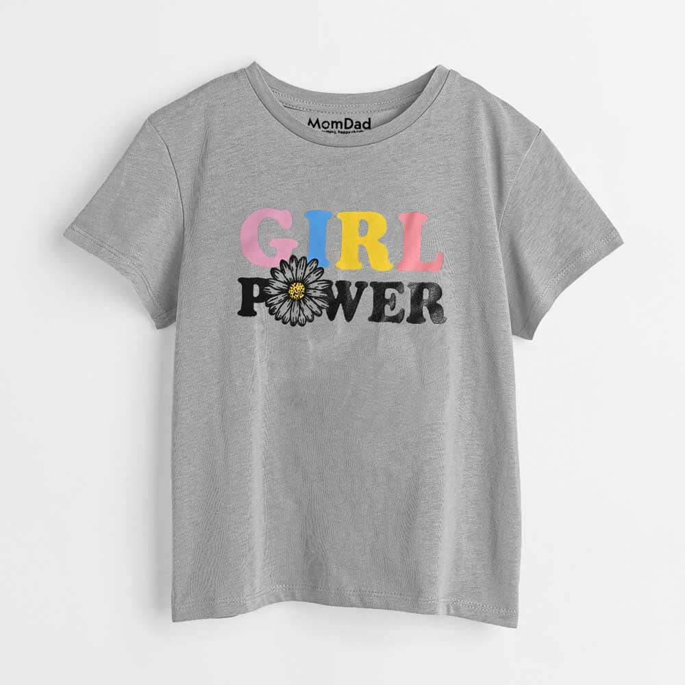 Mom Dad Girl's Power Printed Tee Shirt Girl's Tee Shirt HAS Apparel 