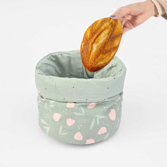Basket Bread Cotton Bread Bag - Small Kitchen Accessories De Artistic Mint Green 