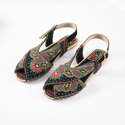 Women's Bilbao Embroidered Design Peshwari Chappal Women's Shoes SNQ Black EUR 36 