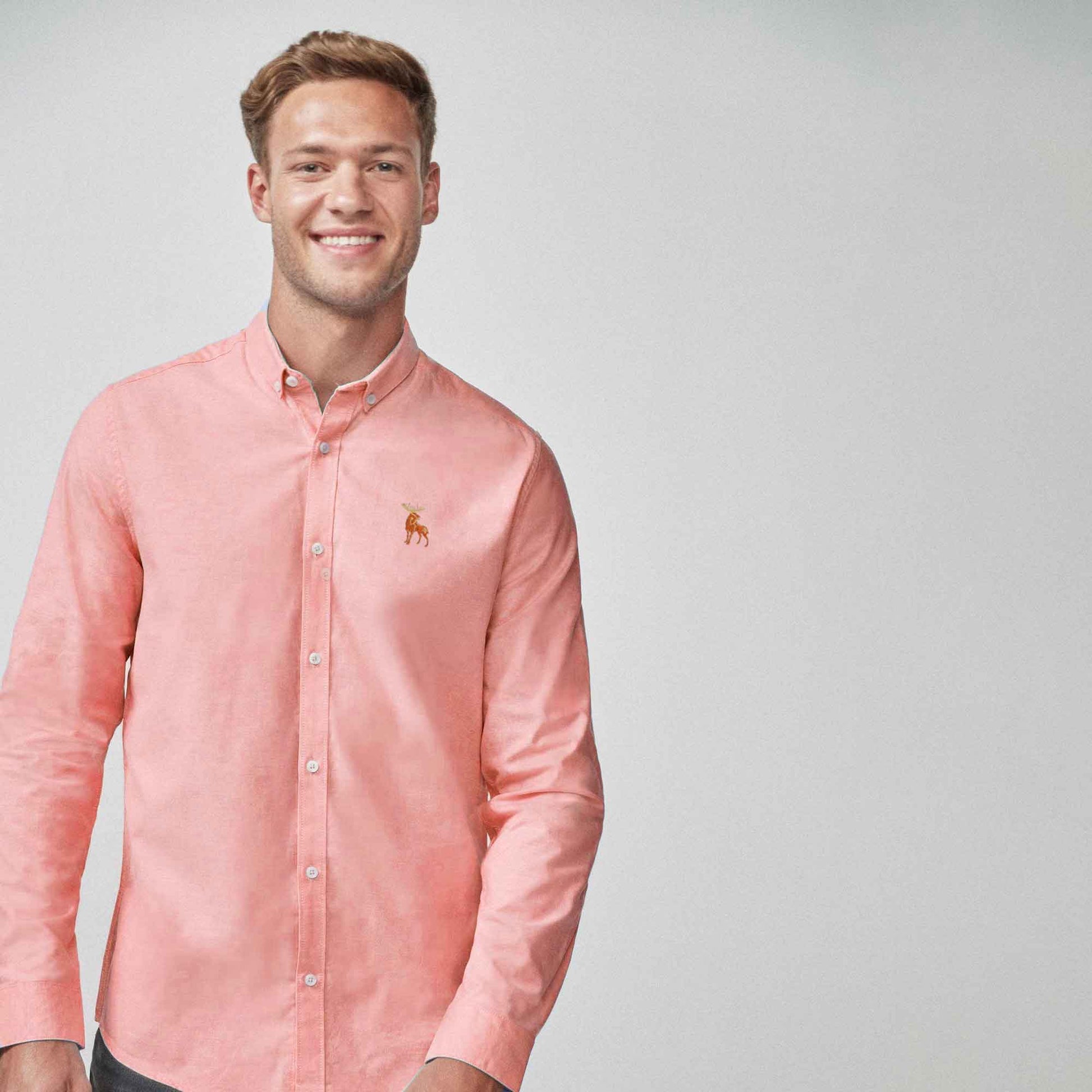 Polo Republica Men's Moose Embroidered Premium Casual Shirt Men's Casual Shirt Polo Republica Light Pink S 