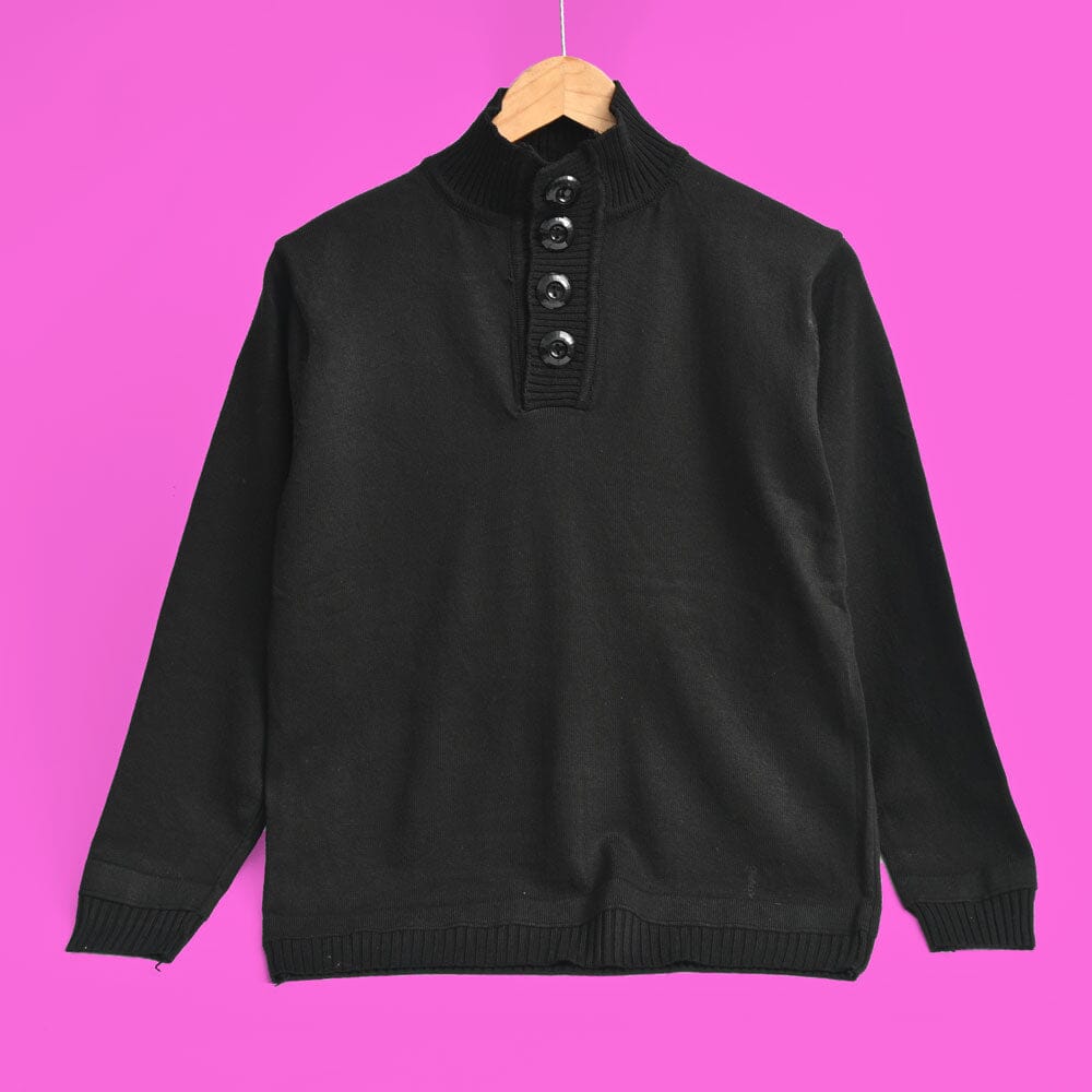 Men's Mock Neck Button Style Long Sleeve Sweater