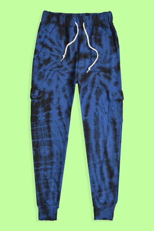 Men's Cut Label Tie & Dye Style Terry Jogger Pants Men's Jogger Pants Yasir Bin Asad Blue S 