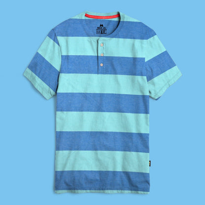 Max 21 Men's Stripes Style Short Sleeve Henley Shirt Men's Tee Shirt SZK 