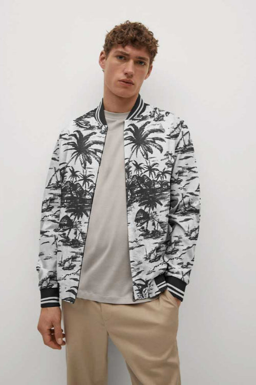 Men's Palm Tree Printed Bomber Jacket Men's Jacket First Choice 