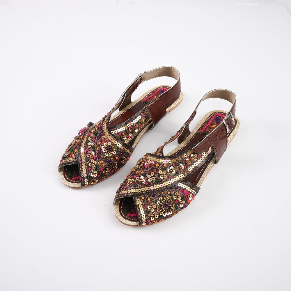 Women's Vaslui Embellishment Design Peshwari Chappal Women's Shoes SNQ Brown EUR 36 