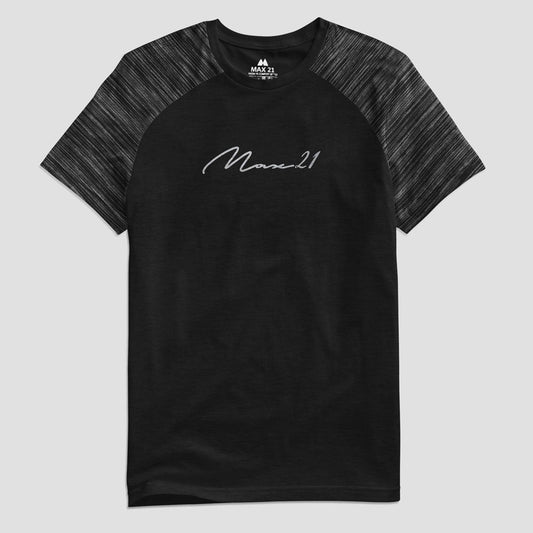 Max 21 Men's Mogilev Printed Raglan Short Sleeve Tee Shirt Men's Tee Shirt SZK Black S 