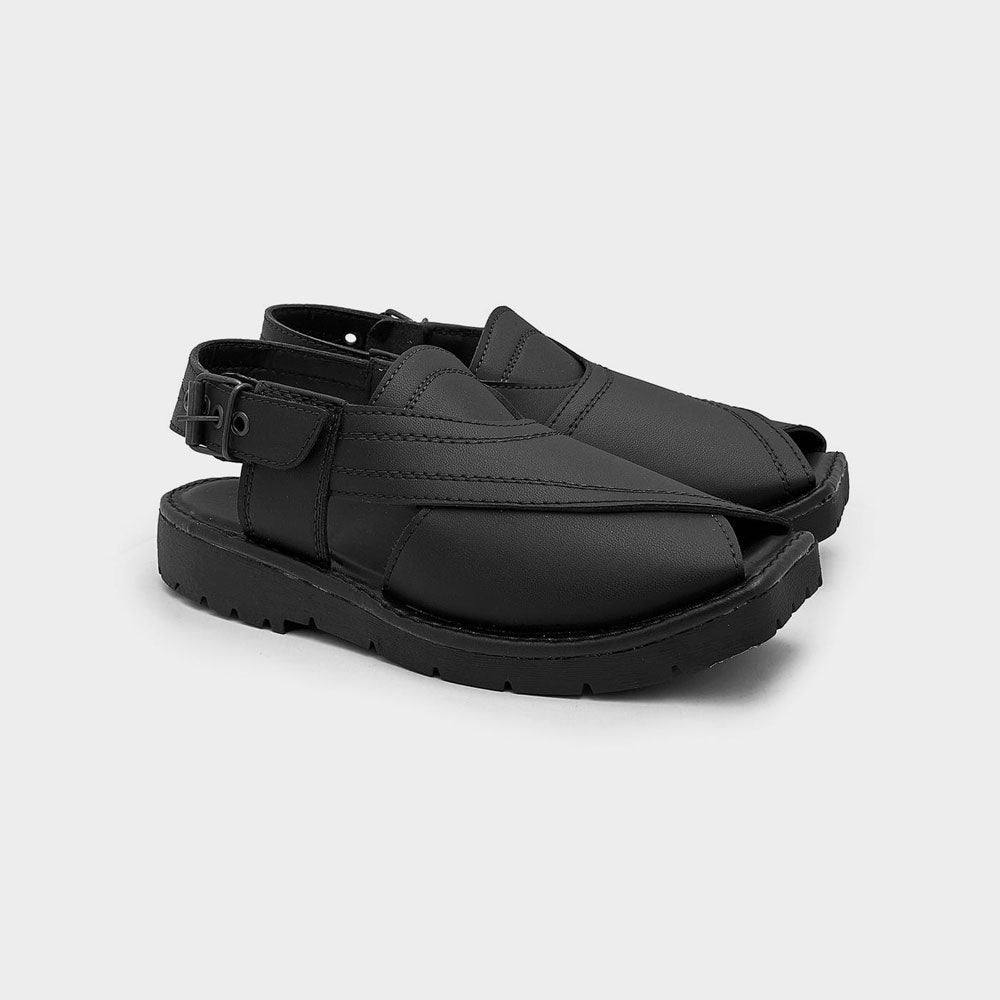 Men's Bartica Double Stitch Design Peshawari Chappal Men's Shoes SNAN Traders Black EUR 39 