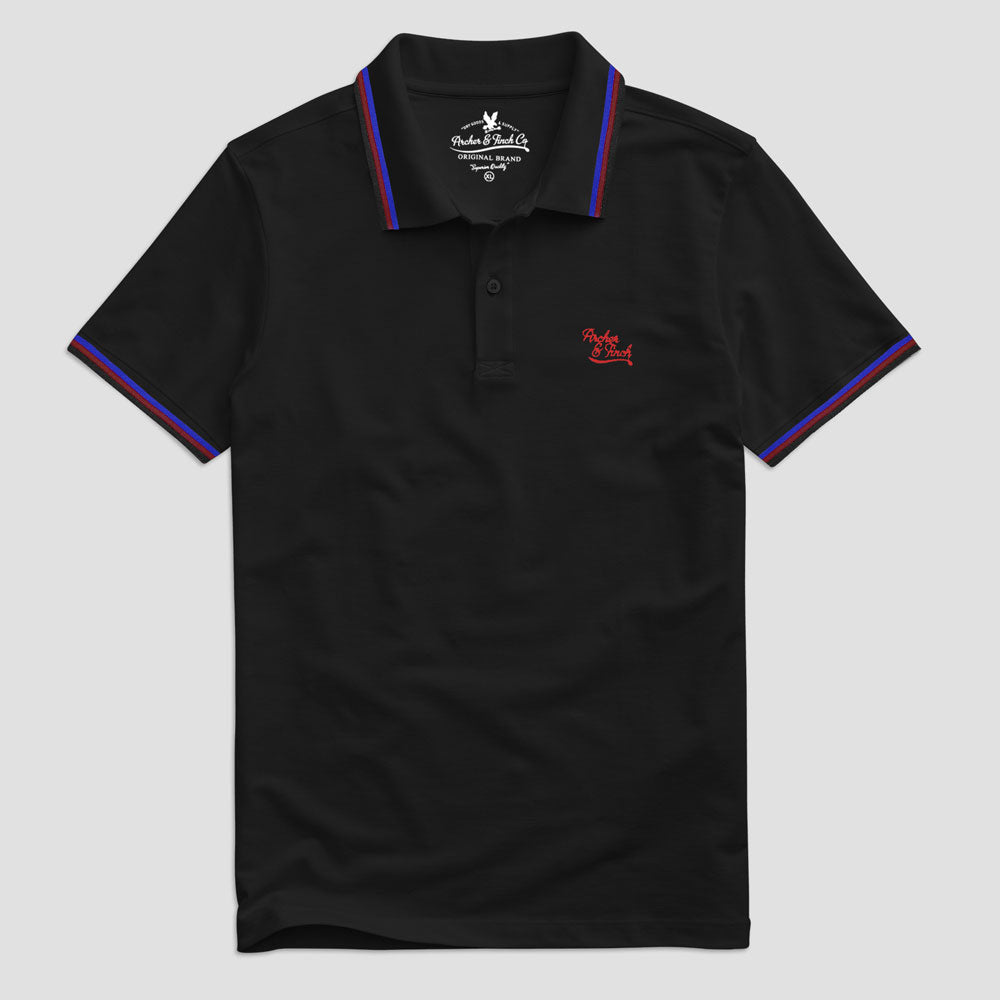 Archer Finch Men's Tipping Style Polo Shirt Men's Polo Shirt LFS Black S 