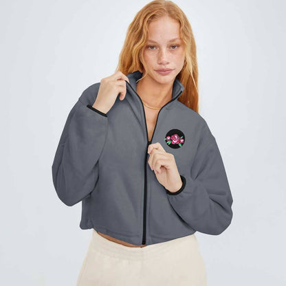 Polo Republica Women's Rose Embroidered Polar Fleece Zipper Jacket Women's Jacket Polo Republica 