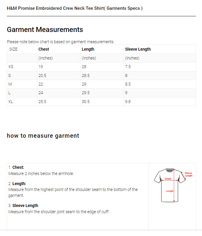 H&m sales shirt sizes