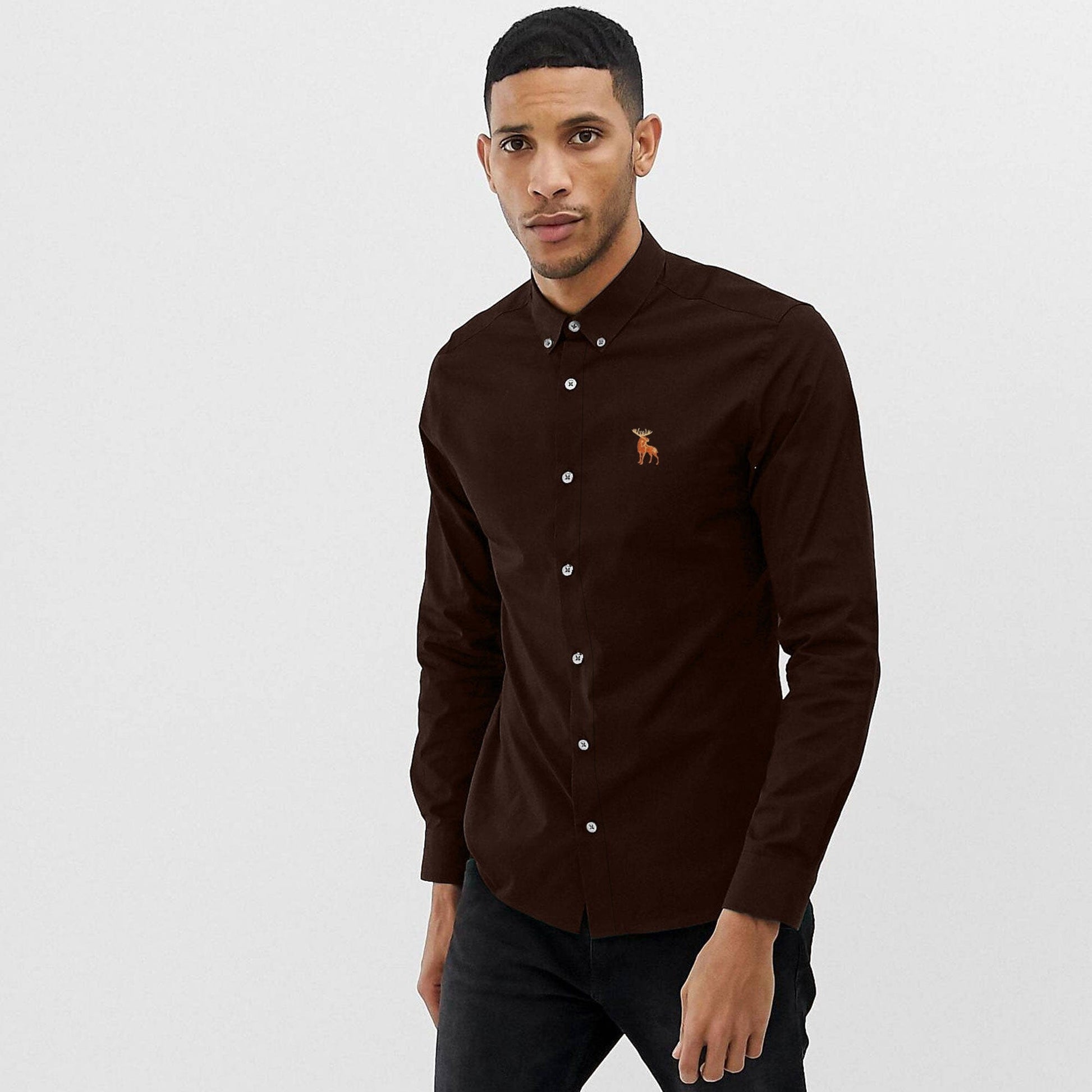 Polo Republica Men's Moose Embroidered Premium Casual Shirt Men's Casual Shirt Polo Republica Chocolate S 