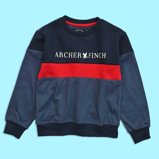 Archer & Finch Kid's Panel Design Logo Printed Sweat Shirt Boy's Sweat Shirt LFS Navy & Dark Blue 3-4 Years 