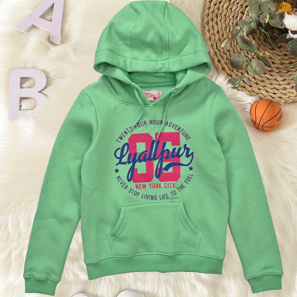 Girl's Lyallpur 95 Printed Pullover Hoodie Girl's Pullover Hoodie LFS Mint Green 7-8 Years 