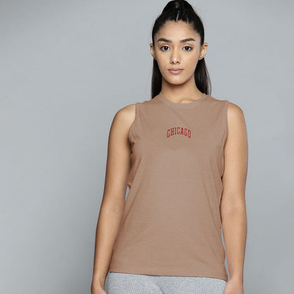Safina Women's Chicago Embroidered Crew Neck Sleeveless Shirt