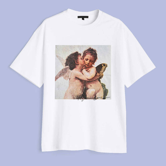 Mennace Men's Cupid & Psyche Printed Short Sleeve Tee Shirt Men's Tee Shirt SDG 