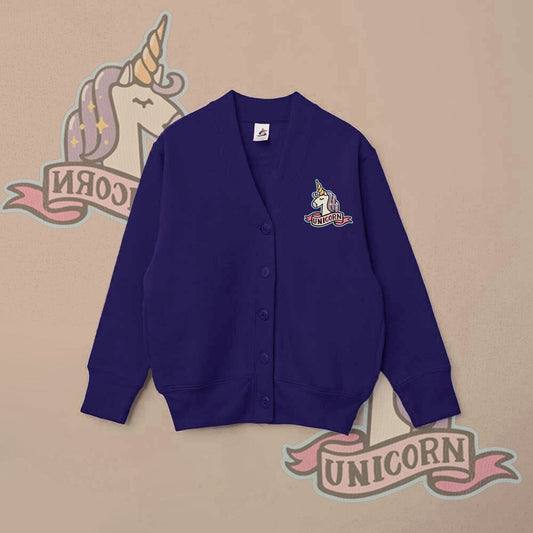 Smart Blanks Kid's Unicorn Printed Long Sleeve Fleece Cardigan Boy's Sweat Shirt Fiza Purple XS(3-4 Years) 