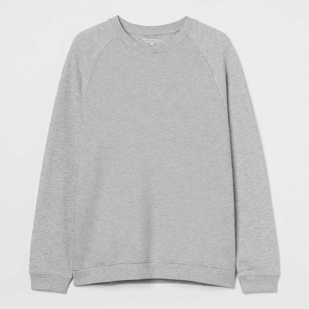 Polo Republica Men's Raglan Sleeve Fleece Sweat Shirt Men's Sweat Shirt Polo Republica Heather Grey XS 