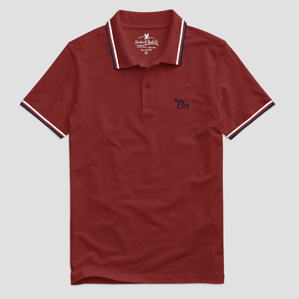 Archer Finch Men's Tipping Style Polo Shirt Men's Polo Shirt LFS Red S 