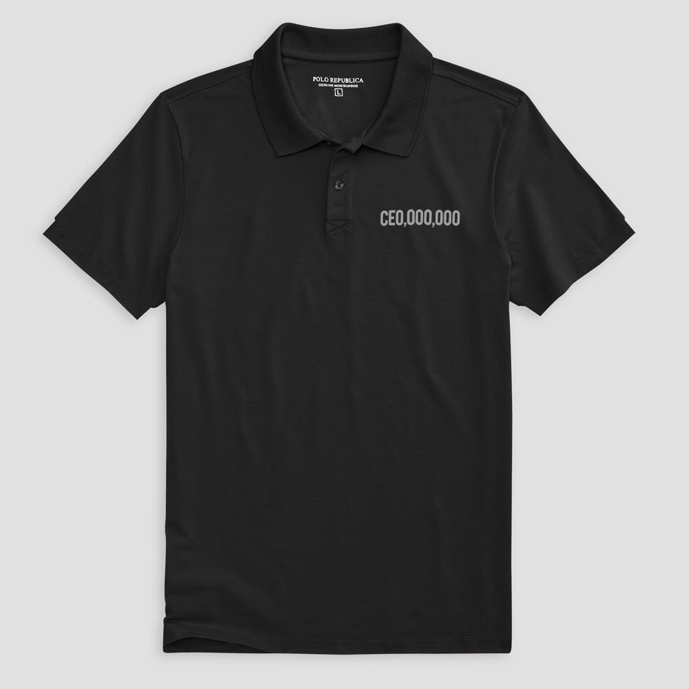 Polo Republica Men's CEO Printed Short Sleeve Polo Shirt Men's Polo Shirt Polo Republica Black S 