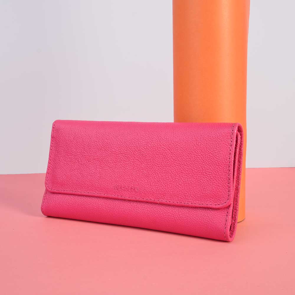 SFS Women's Essen Button Closure Leather Bag Hand Bag SFS Pink 