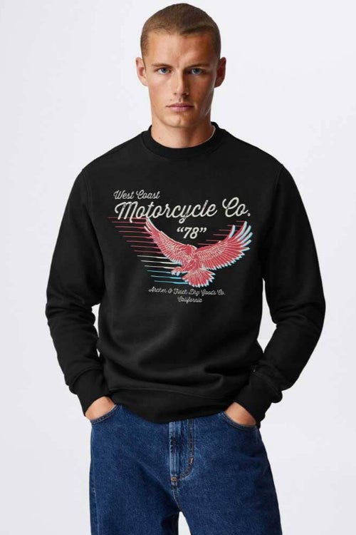 Archer & Finch Men's West Co Motorcyle Printed Sweat Shirt