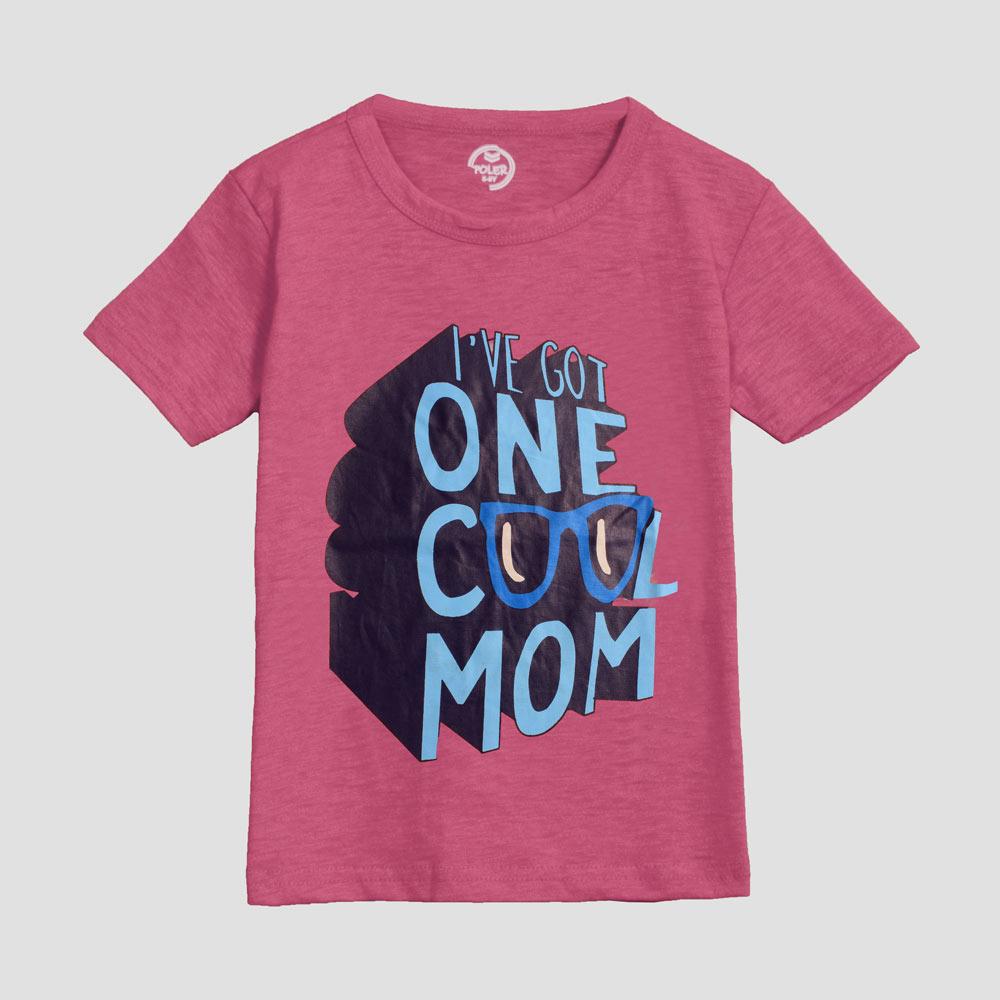 Poler Kid's I Have Cool Mom Printed Crew Neck Tee Shirt Boy's Tee Shirt IBT Rose Pink 3-6 Months 