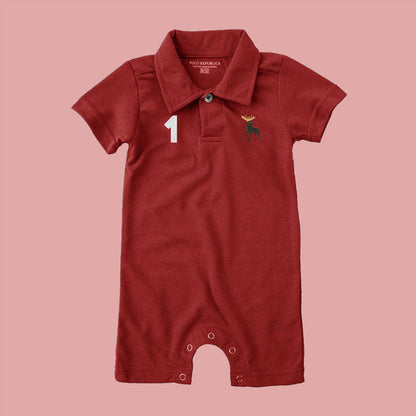 Polo Republica Moose-1 Printed Design Short Sleeve Baby Romper Romper Polo Republica Red 0-3 Months 