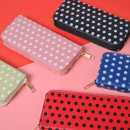 Women's Polka Dots Faux Leather Zip Closure Wallet/Purse Hand Bag NB Enterprises 