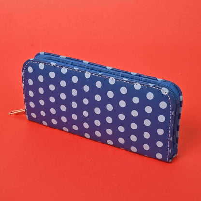 Women's Polka Dots Faux Leather Zip Closure Wallet/Purse Hand Bag NB Enterprises Blue 