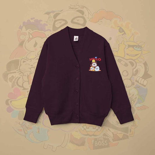 Smart Blanks Kid's Hello Printed Long Sleeve Fleece Cardigan Boy's Sweat Shirt Fiza 