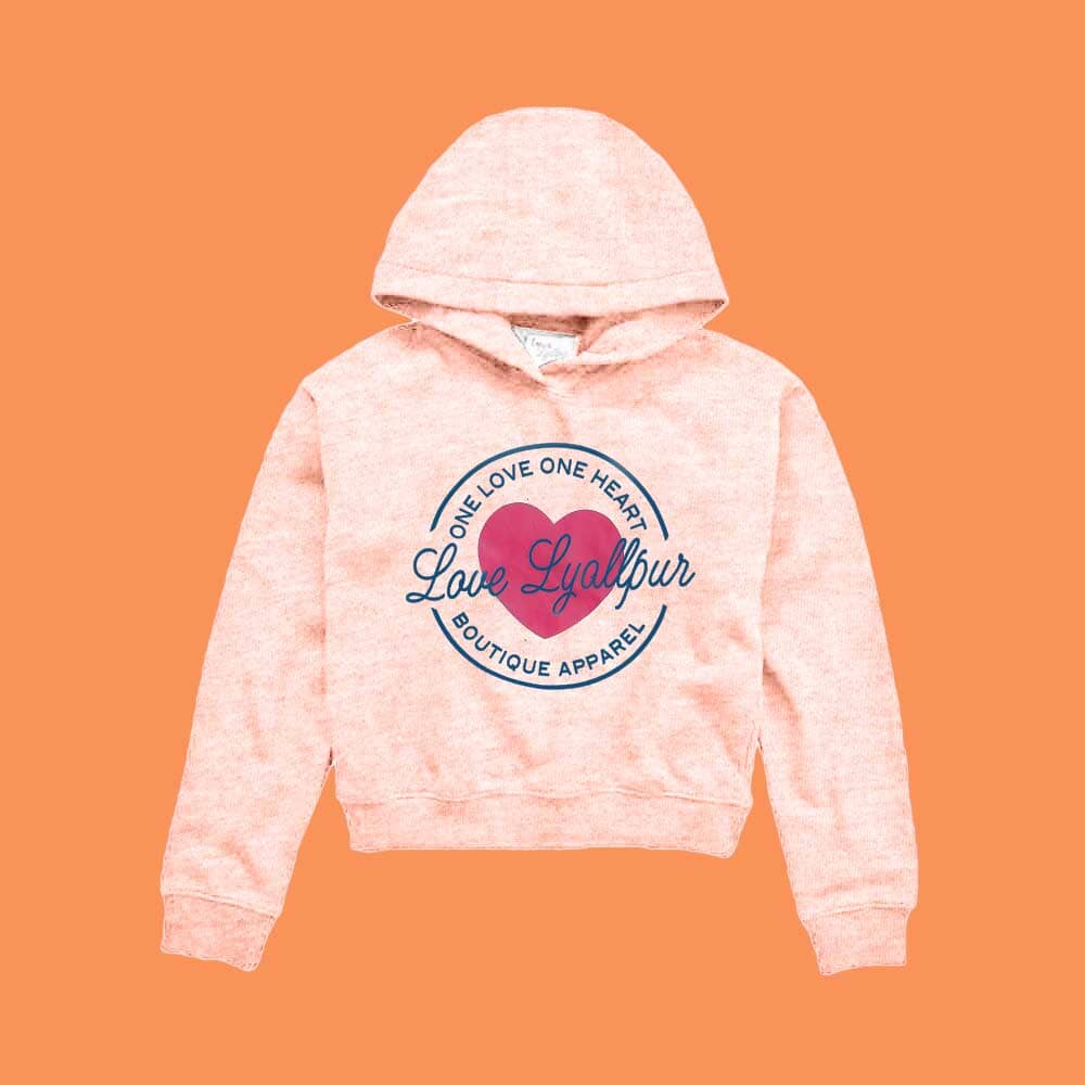 Lyallpur Kid's Love Lyallpur Printed Fleece Pullover Hoodie Boy's Pullover Hoodie LFS Light Pink 7-8 Years 