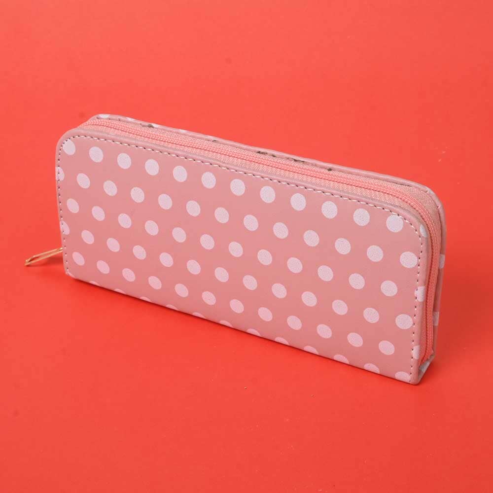Women's Polka Dots Faux Leather Zip Closure Wallet/Purse Hand Bag NB Enterprises Pink 