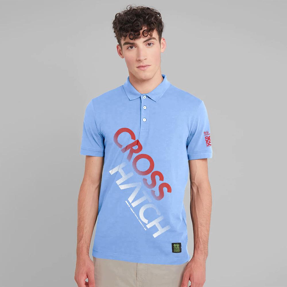 Cross Hatch Series Fifty Five Printed Polo Shirt Men's Polo Shirt First Choice Sky XS 