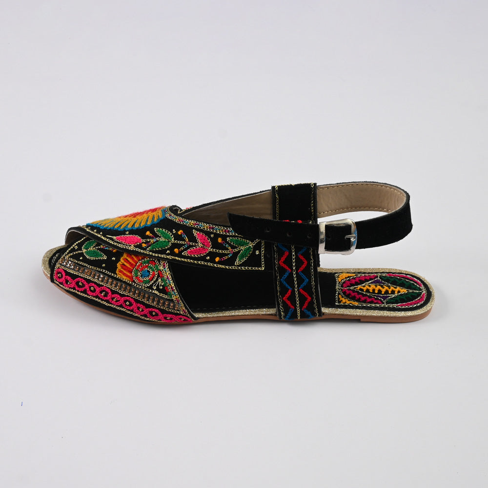 Women's Zaragoza Embroidered Design Peshwari Chappal Women's Shoes SNQ Black EUR 36 