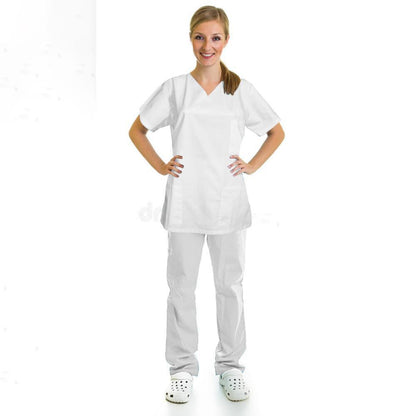 Unisex Doctor's Scrub Suit /Nursing Suit / Medical Uniform Set Scrubs MZR White S 