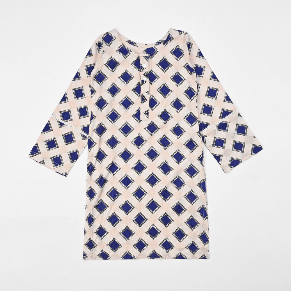 Safina Girls Gobabis Printed Design Shirt Girl's Casual Top Safina Beige & Blue 4-5 Years 