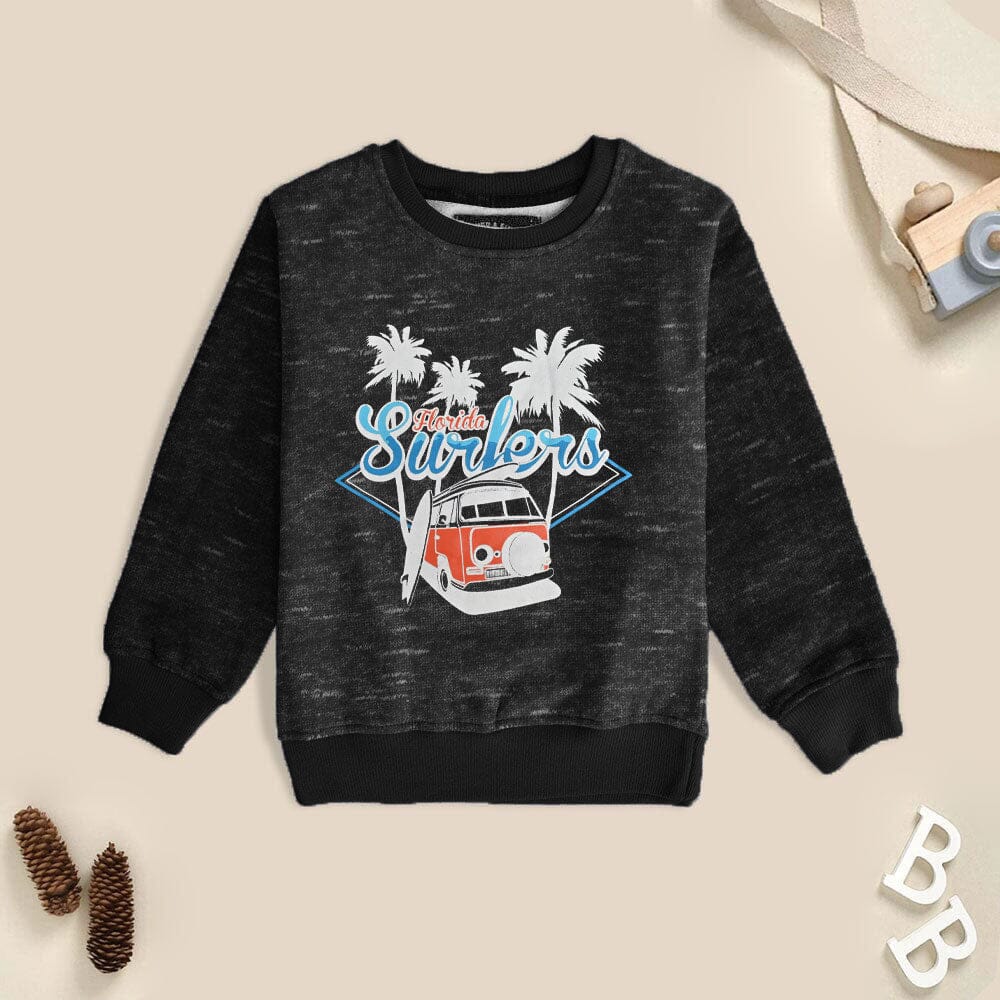 Archer & Finch Kid's Florida Surfers Printed Sweat Shirt Boy's Sweat Shirt LFS Black Marl 3-4 Years 