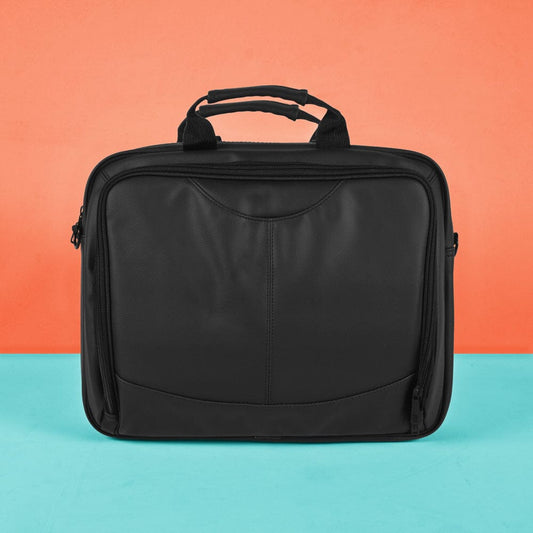 Unisex Gelephu PU Leather Traveling Laptop Bag Laptop Bag AMU Black 