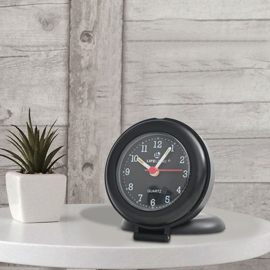 Foldable Round Shape Quartz Table Alarm Clock Watch Accessories HDY Black 