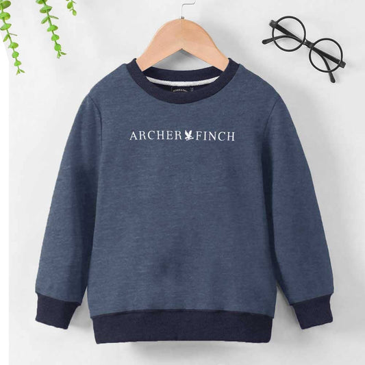 Archer & Finch Kid's Gniezno Logo Printed Fleece Sweat Shirt Boy's Sweat Shirt LFS Blue Marl 3-4 Years 