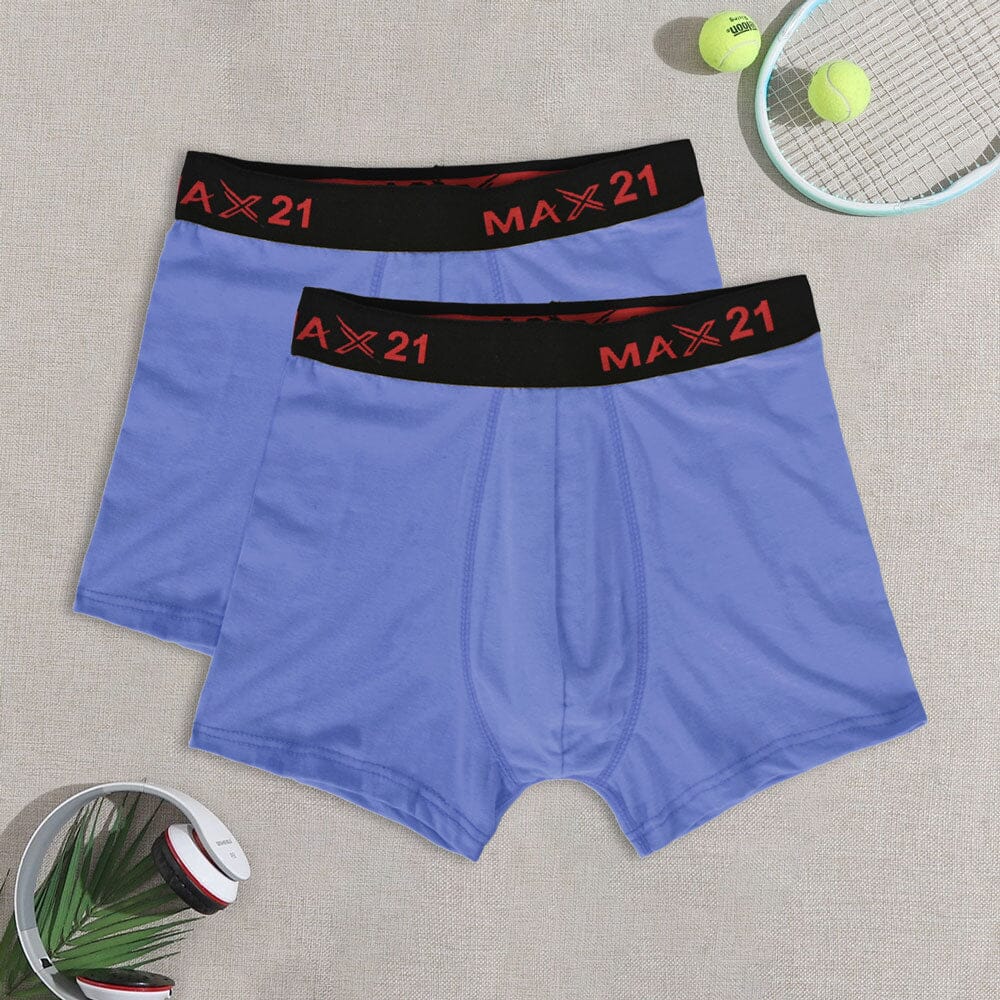 Max 21 Men's Stretch Jersey Boxer Shorts - Pack Of 2 Men's Underwear SZK Blue L 