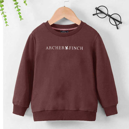 Archer & Finch Kid's Gniezno Logo Printed Fleece Sweat Shirt Boy's Sweat Shirt LFS Burgundy 3-4 Years 
