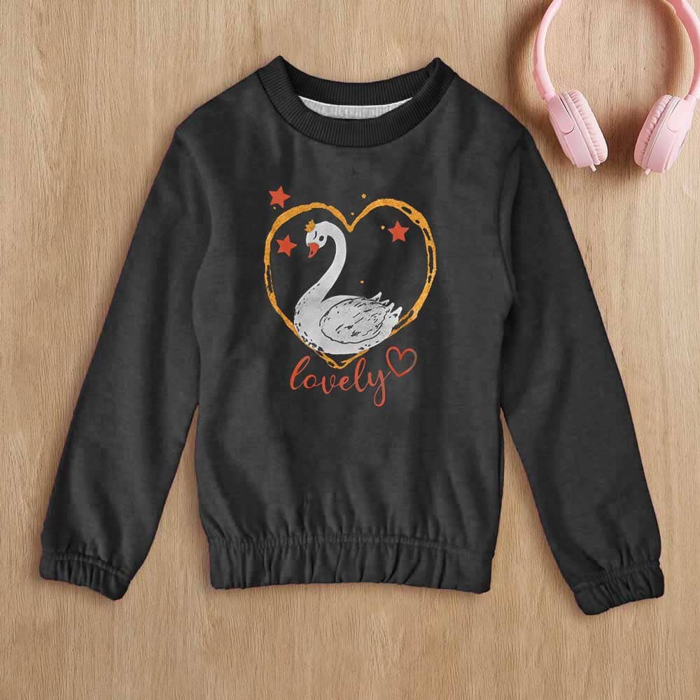 Lyallpur Girl's Lovely Duck Printed Sweat Shirt Girl's Sweat Shirt LFS Charcoal 2 Years 