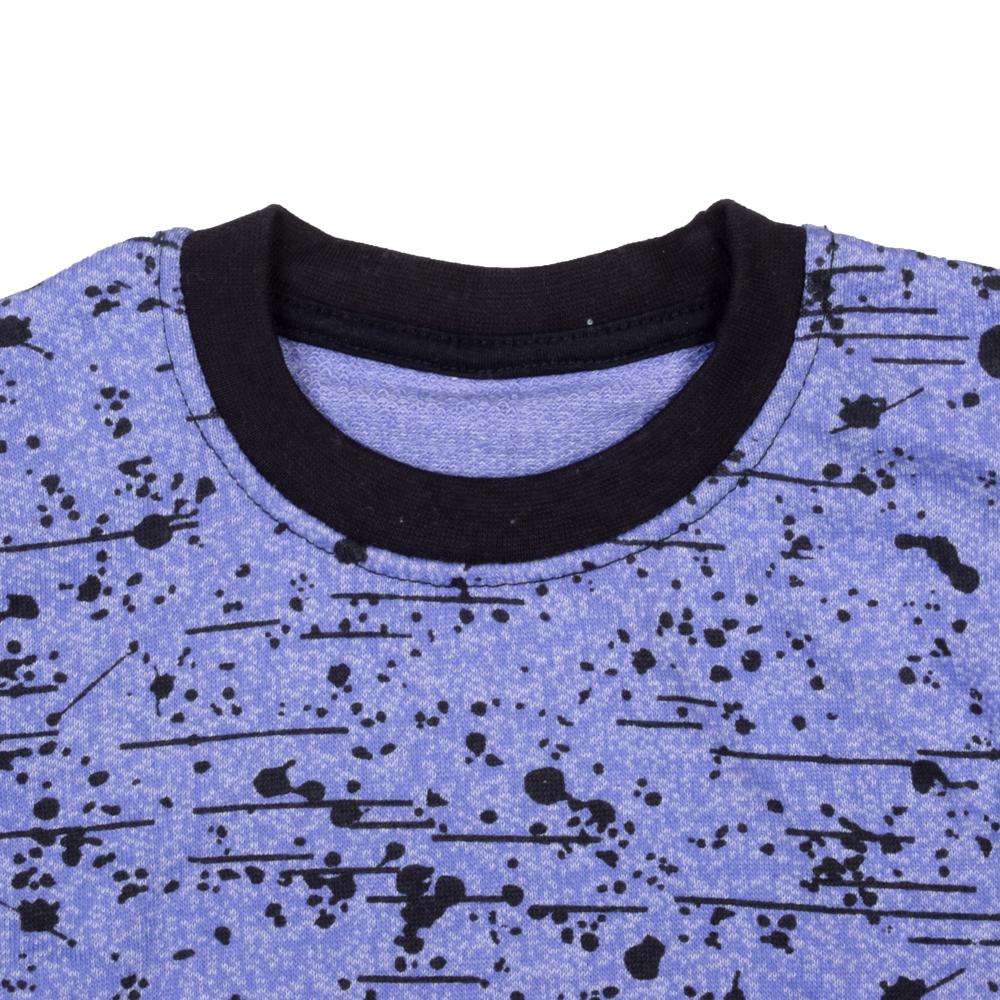 Kids Cut Label Dots & Line Printed Crew Neck Terry Sweat Shirt Boy's Sweat Shirt SRK 