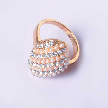 ARM Women's Gemisphere Zirconia Studded Ring Jewellery ABM Oval Golden 17
