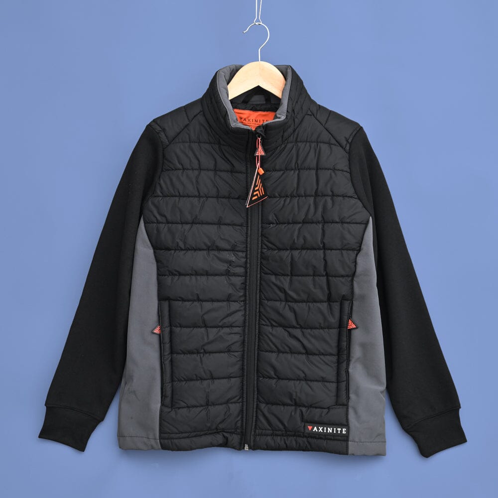 Axinite Unisex AX926 Granite Padded Jacket With Fleece Sleeves Men's Jacket Image Black & Grey(Fleece Sleeves) Vertical Stitching XS