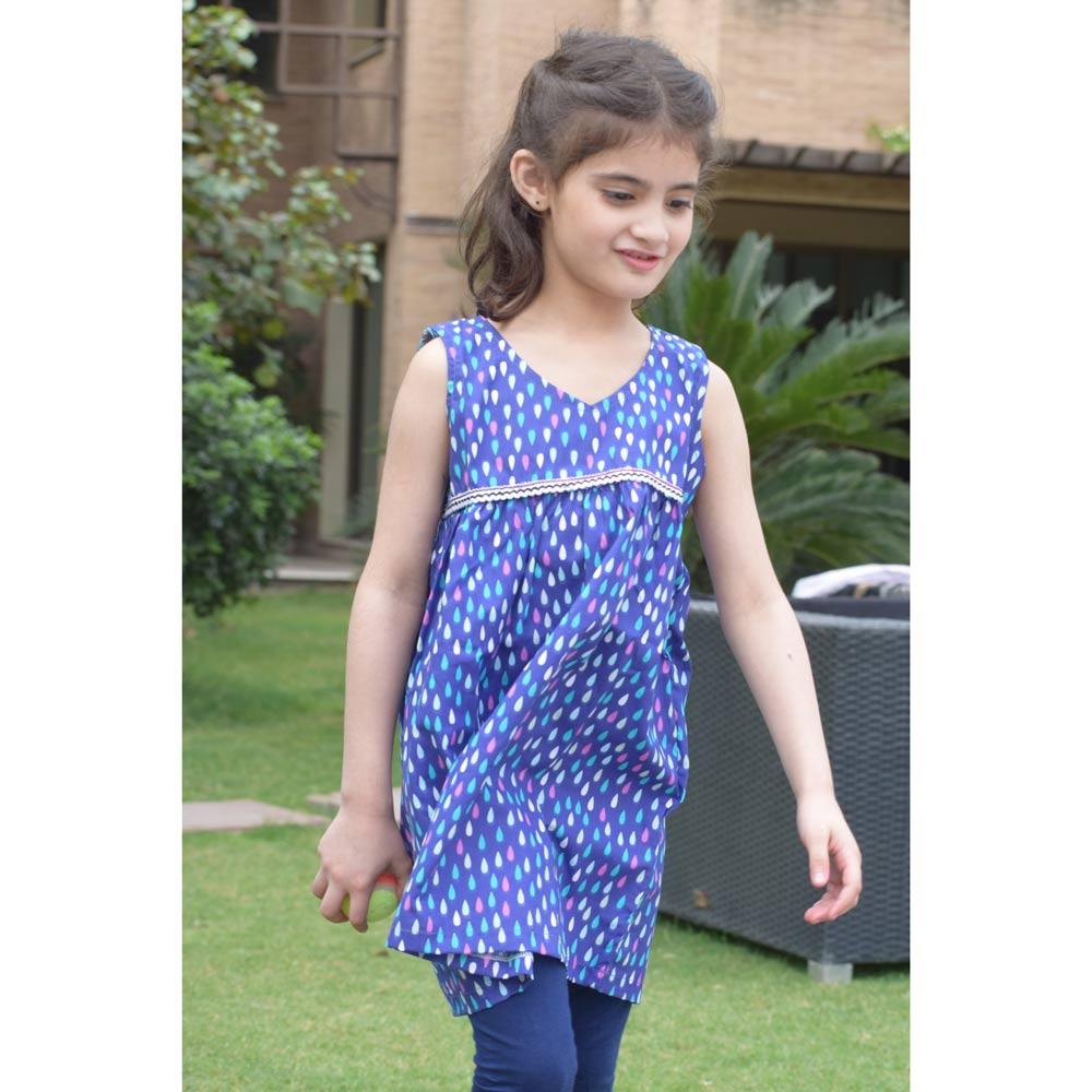 Safina Kid's Kendral Tear Drops Printed Sleeveless Frock Girl's Frock Bohotique 2-3 Years 