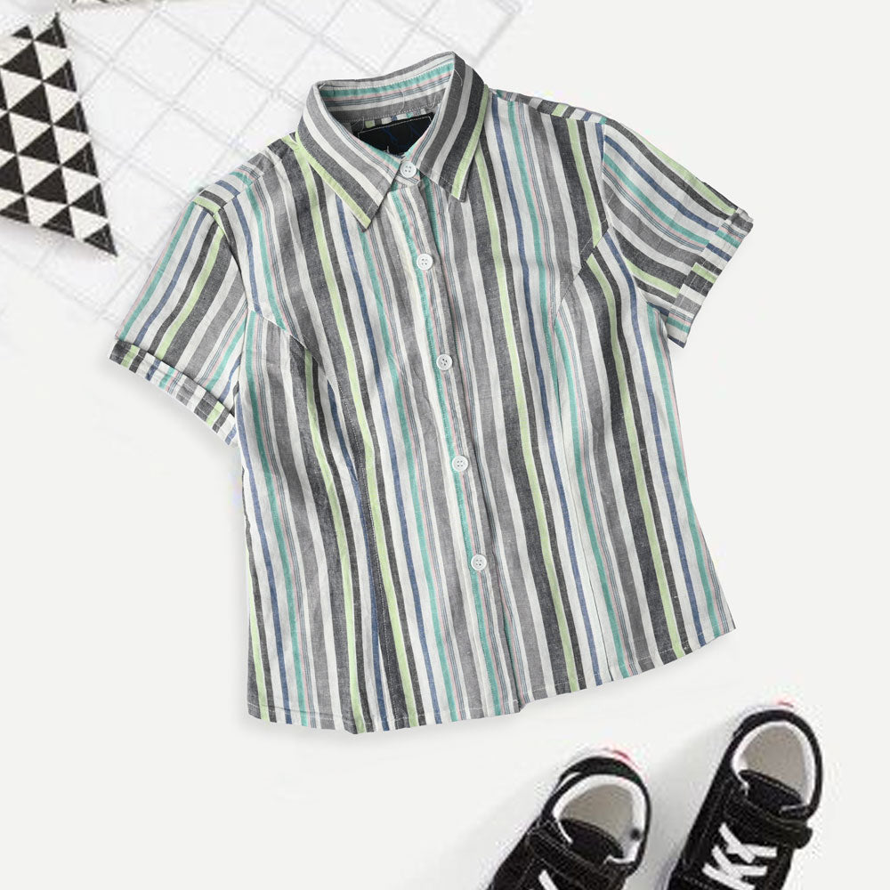 Hongbo Boy's Syracuse Short Sleeve Casual Shirt Kid's Casual Shirt First Choice Off White & Charcoal S 