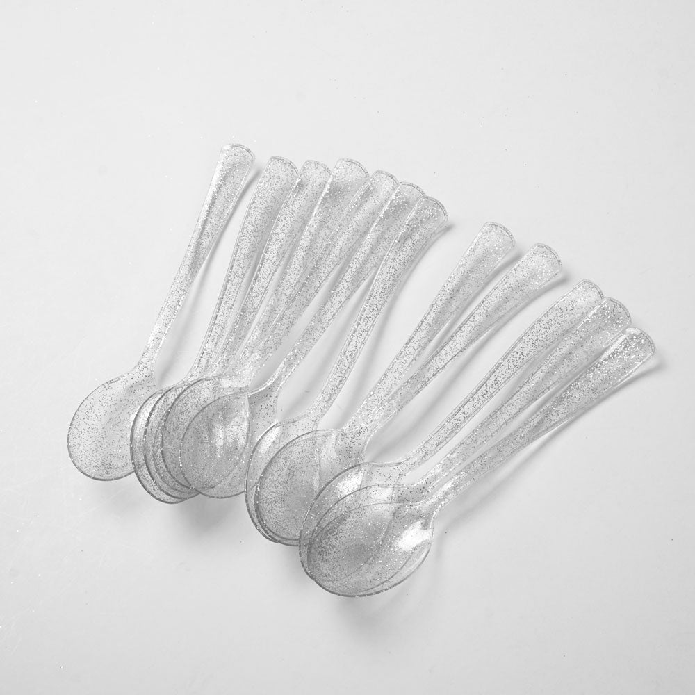 Cutlery Dining Plastic Spoon- Pack of 12 Home Supplies Bohotique Transparent 